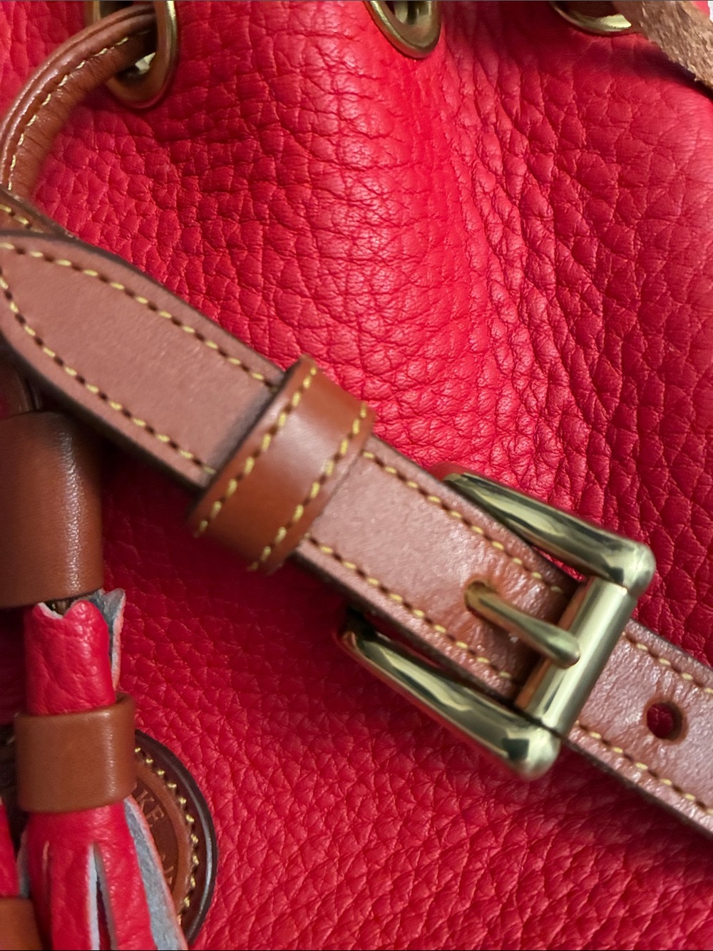 Dooney & Bourke Red Pebble All Weather Leather Drawstring Crossbody - Picture 8 of 9